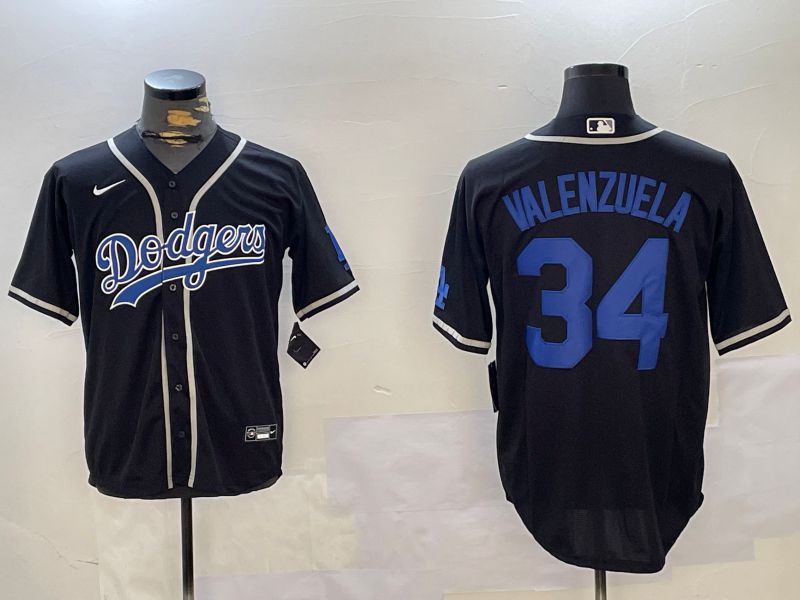 Men Los Angeles Dodgers 34 Valenzuela Black Game 2024 Nike MLB Jersey style 1120